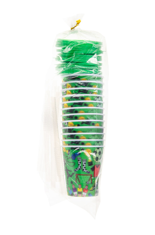 Football Reusable Plastic 3D Cup & Straw - Single
