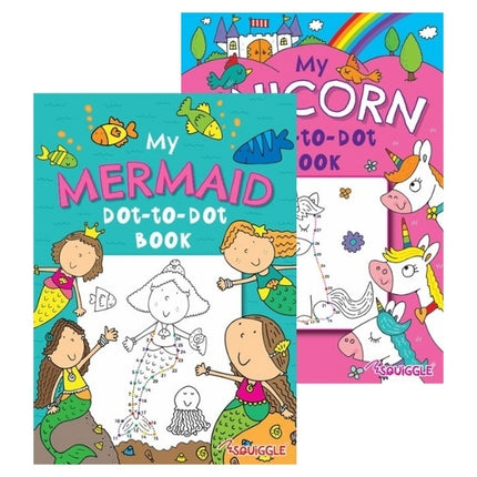 A4 Mermaid/Unicorns Dot-to-Dot Colouring Book - Assorted