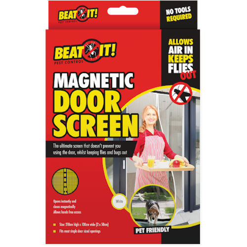 White Magnetic Door Screen - Mesh Curtain Insect Mosquito Net Pet Friendly Easy Install