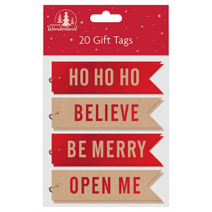 Christmas Flag Shaped Gift Tags - 20 Pack