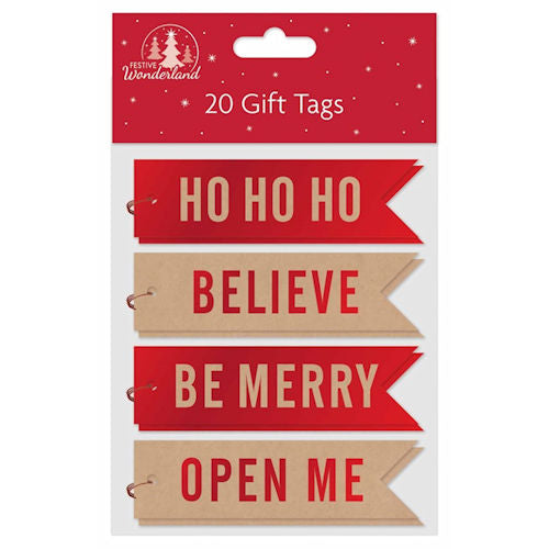 Christmas Flag Shaped Gift Tags - 20 Pack