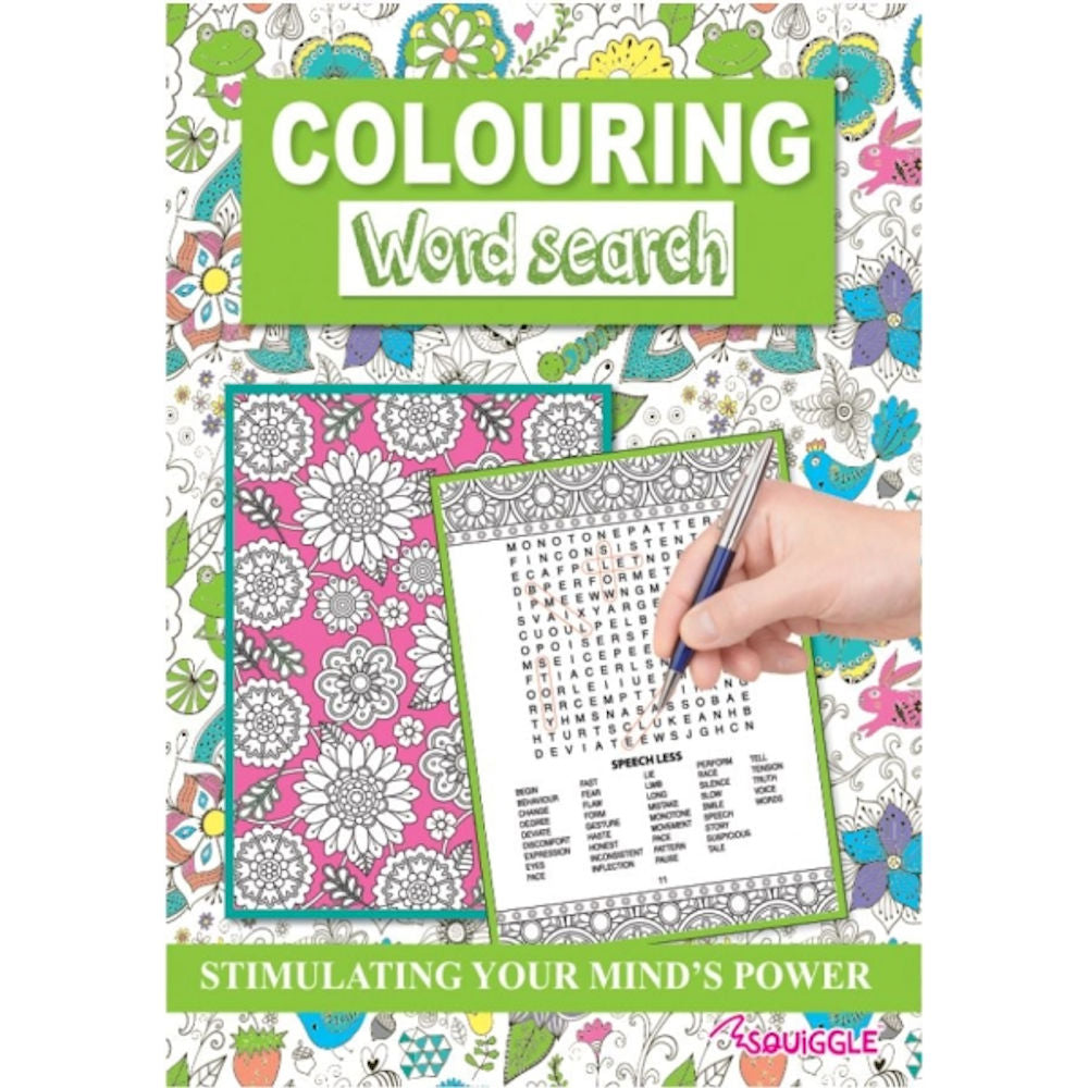 A4 Colouring Word Search Book - Assorted Activities Colouring Brain Teasers