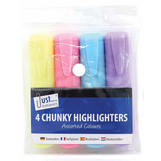 Chunky Pastel Highlighters - 4 Pack