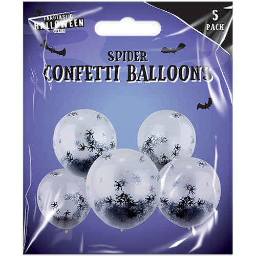 Halloween Spider Confetti Balloons - 5 Pack