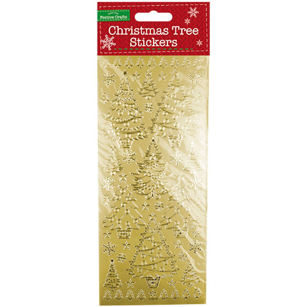 Christmas Outline Stickers Gold - Festive Decorative Adhesive Embellishments Holiday Crafting Scrapbooking Card Making
