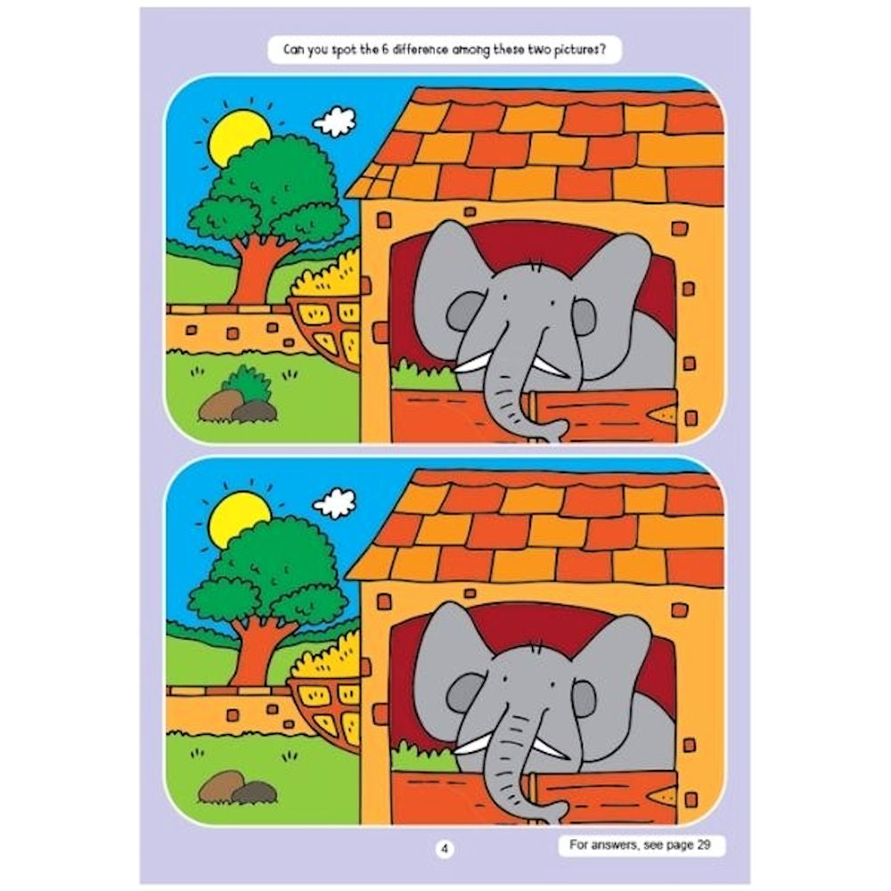 A4 Spot The Difference Activity Book - Assorted Challenging Puzzles Engaging Illustrations High Quality Paper