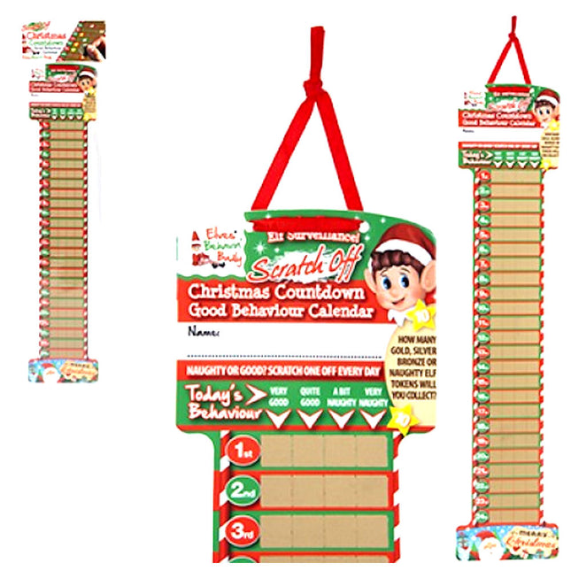 Elf Scratch Off Countdown Advent Calendar - 4.25" x 20.5"