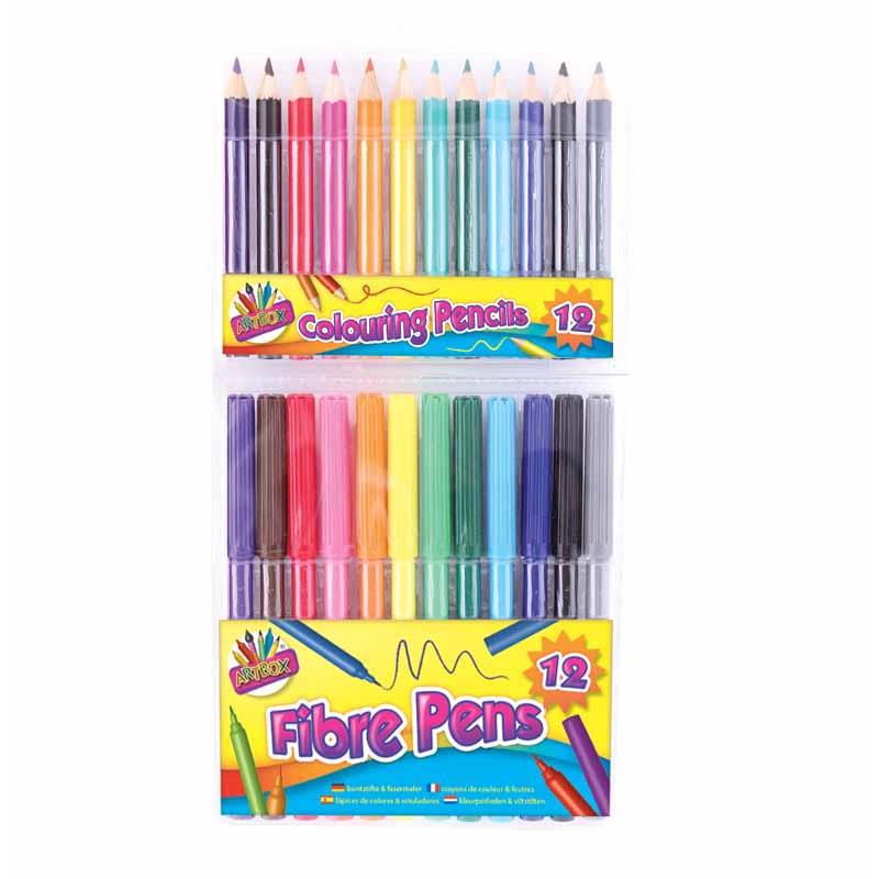 Fibre Pens With Half Sized Pencils - 24 Pack