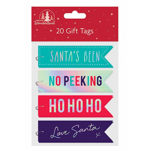 Christmas Flag Shaped Gift Tags - 20 Pack