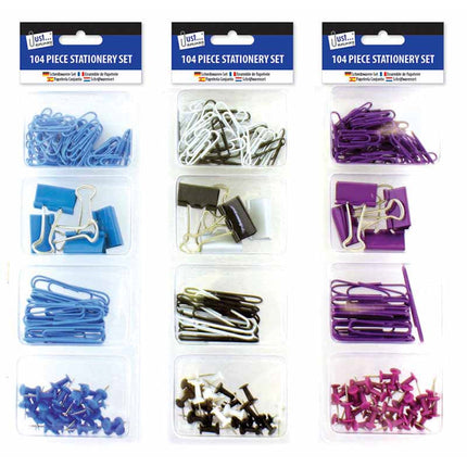 Clips and Pins - Assorted Colours 104 Piece