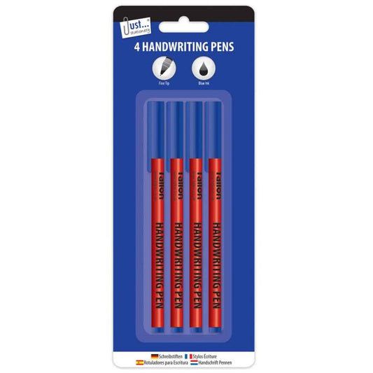 Blue Hand Writing Pens - 4 Pack