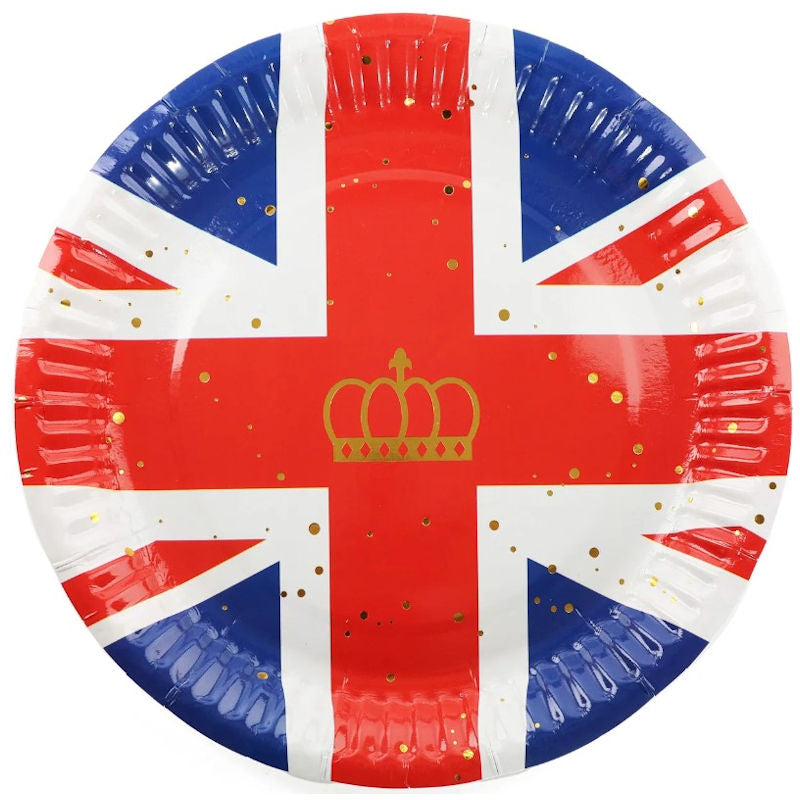 Union Jack 9'' Paper Plates 10 Pack - British Flag Party Tableware Disposable Patriotic Dinnerware