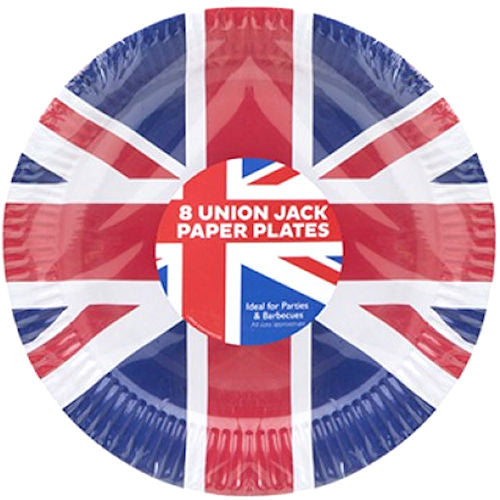 Union Jack Plates 9" - 16 Pack British Flag Party Tableware BBQ