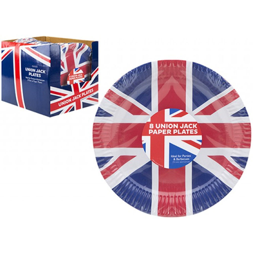 Union Jack Plates 9" - 8 Pack British Flag Party Tableware BBQ