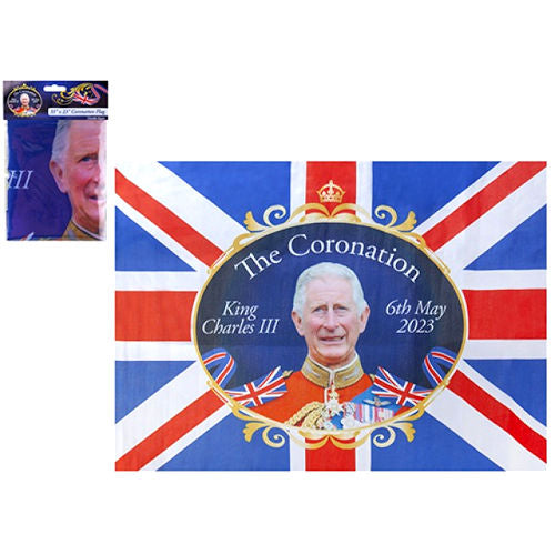 King Charles Coronation Union Jack Rayon Flag 85cm x 60cm