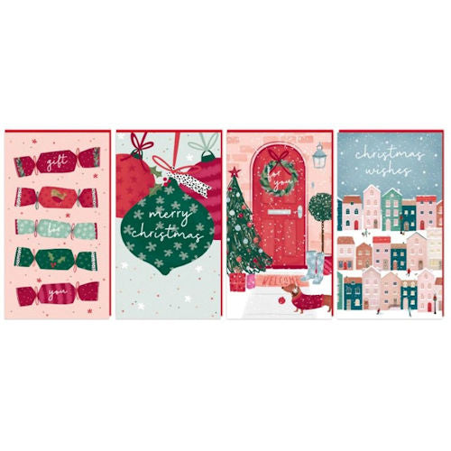 Christmas Money Wallets - 4 Pack Festive Holiday Gift Card Holders