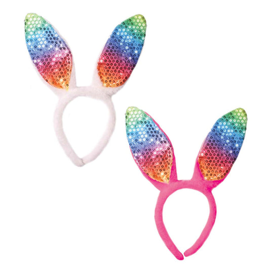 Easter - Rainbow Sequin Bunny Ears Headband