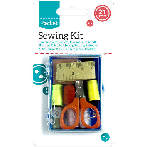 Sewing Kit 21 Piece - Portable Travel Sewing Set for Quick Repairs and Crafting