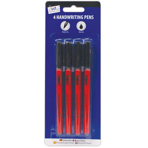 Black Hand Writing Pens - 4 Pack