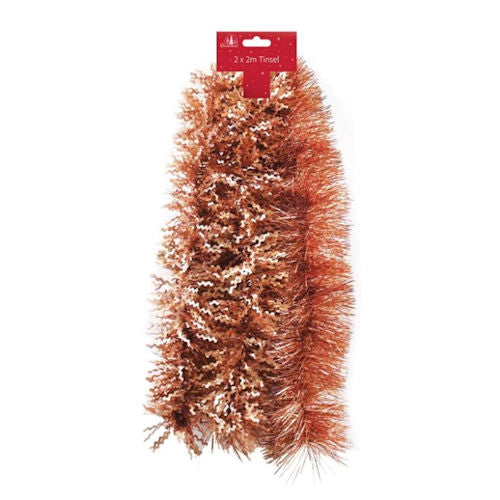 Luxury Tinsel 2 Pack Shiny & Matt - Copper