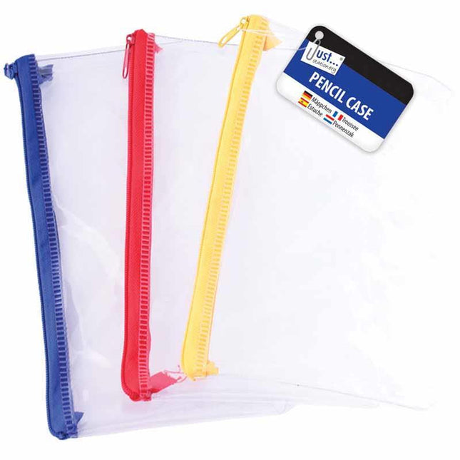 Clear Exam Pencil Case 8" - Assorted