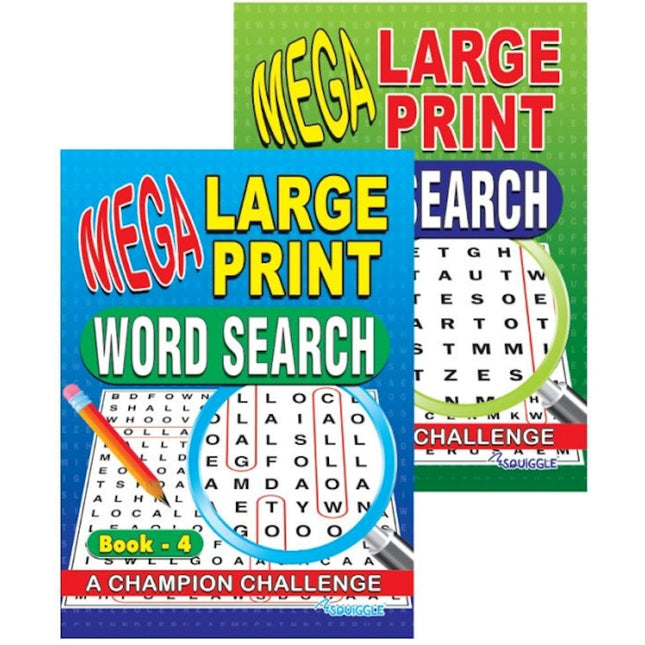 A4 Mega Large Print Word Search Book - Assorted
