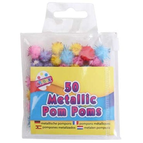 Metallic Pom Poms 1cm - 50 Pack Craft Supplies Kids DIY Art Kit