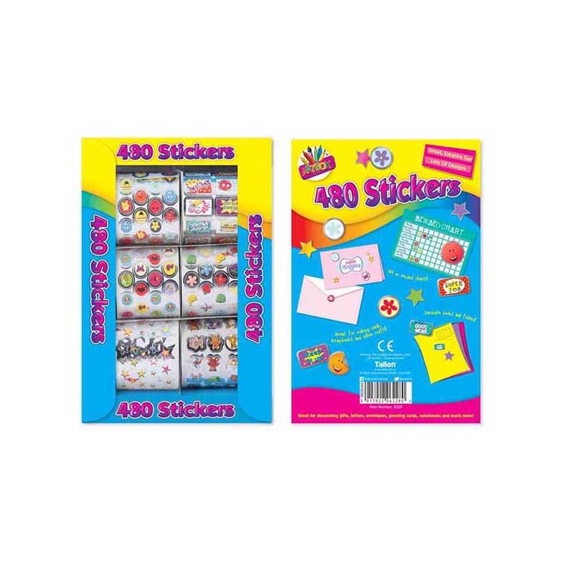 Foil Craft Stickers - 480 Pack Shiny Assorted Designs Kids Art Supplies Scrapbooking