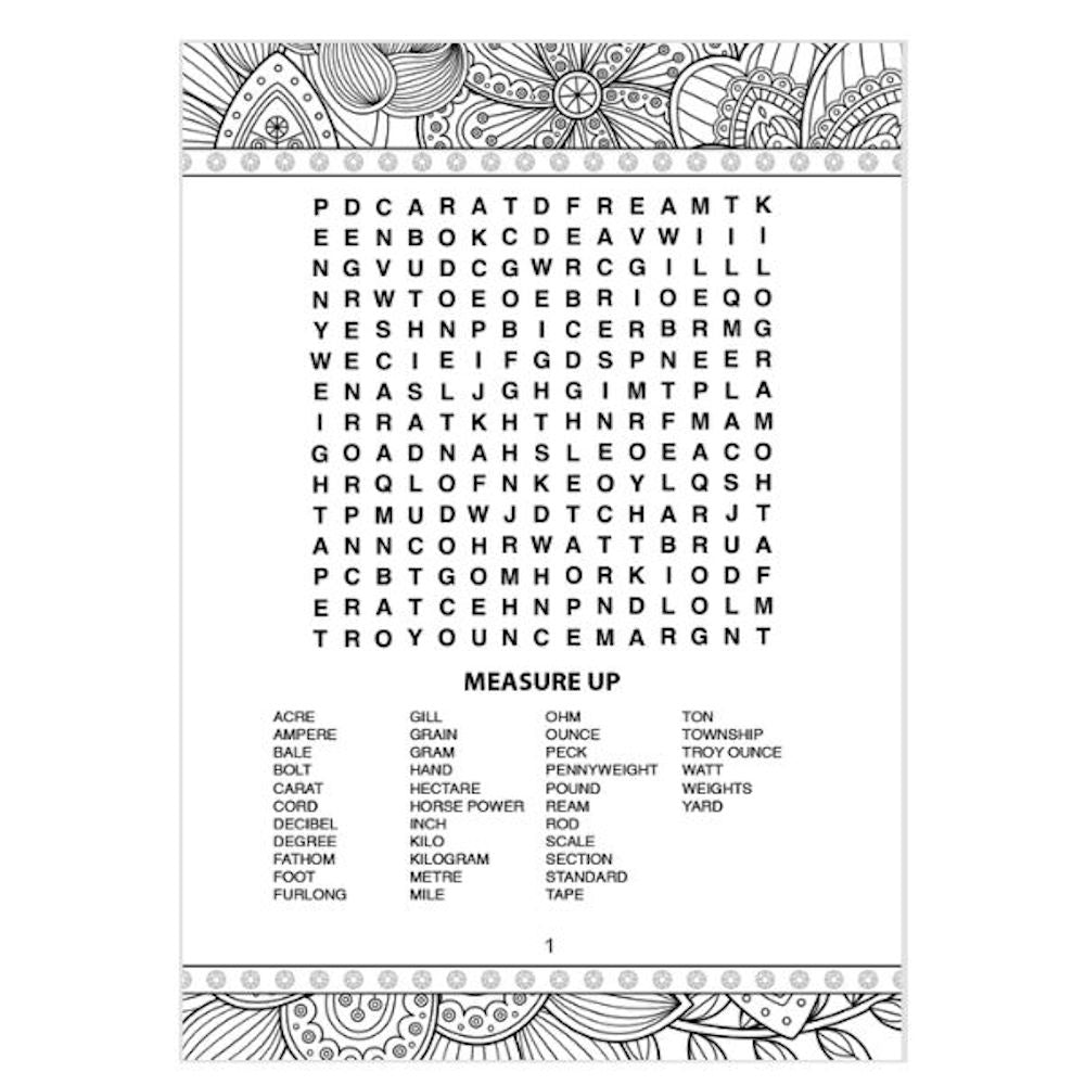 A4 Colouring Word Search Book - Assorted Activities Colouring Brain Teasers
