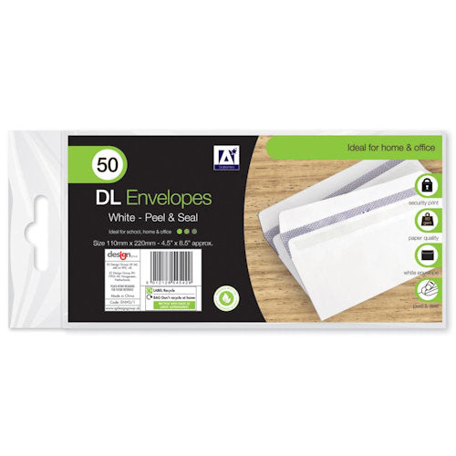 Dl White Envelopes - 50 Pack