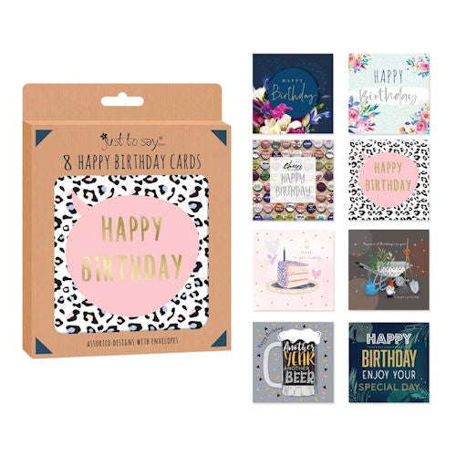 Adult Birthday Cards - 8 Pack