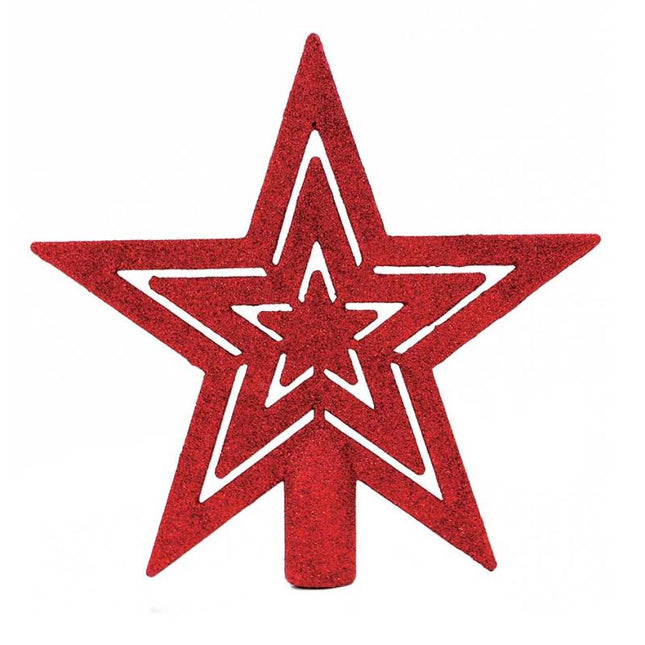 Star Glitter Tree Topper - Red