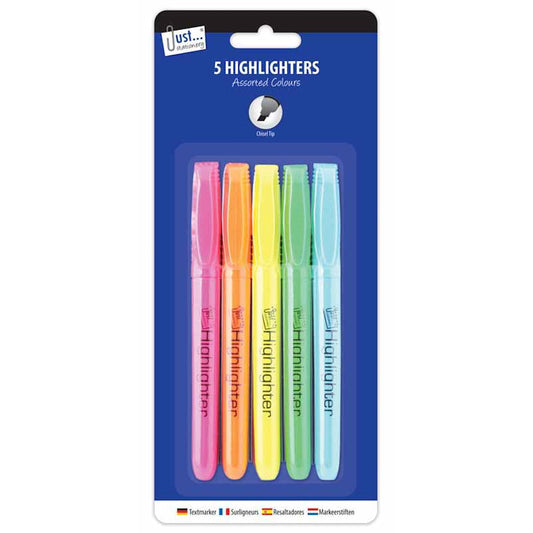 Chisel Tip Highlighter Pens - 5 Pack