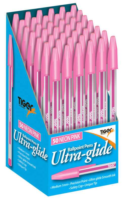 Neon Pink Ballpoint Pens - 50 Pack