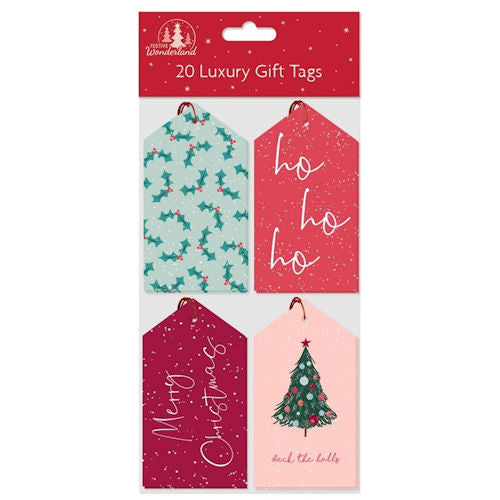 Christmas Contemporary Gift Tags - 20 Pack Festive Holiday Present Wrapping Decoration