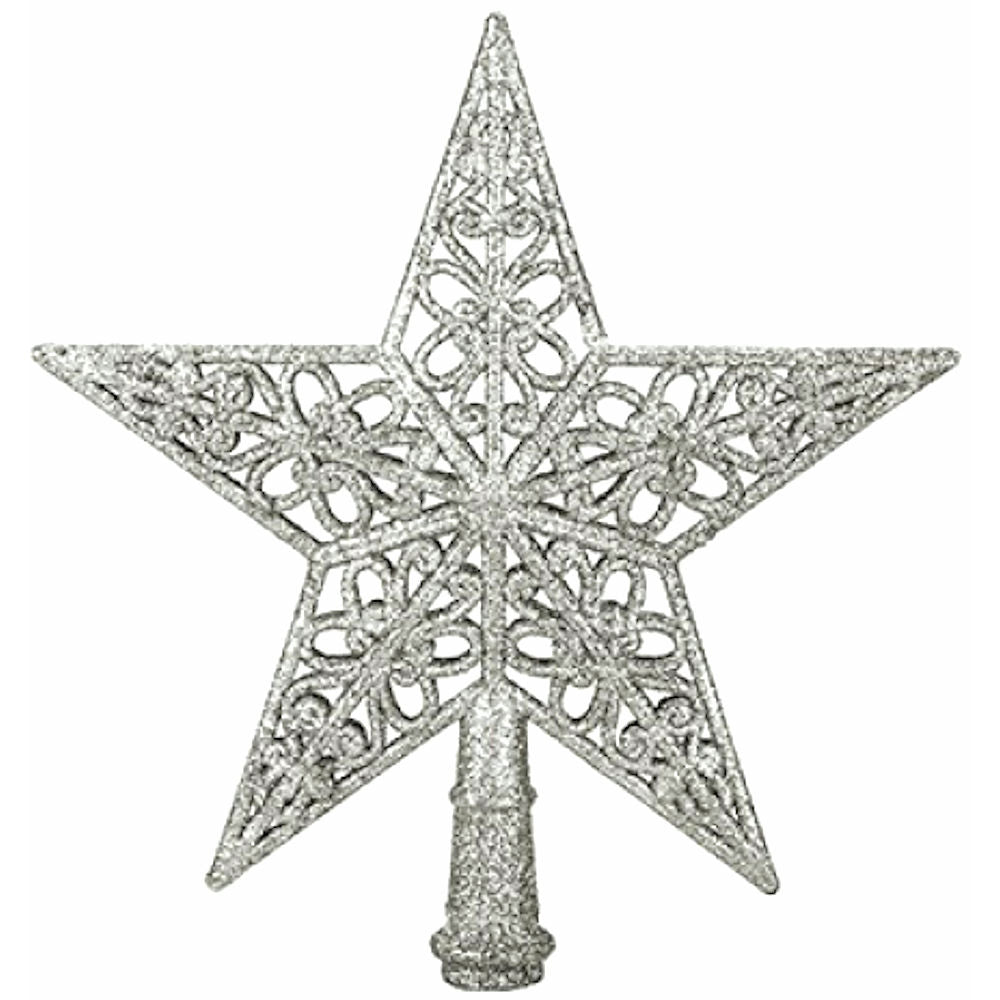 Christmas Tree Top Star 5 Tip 20cm Silver