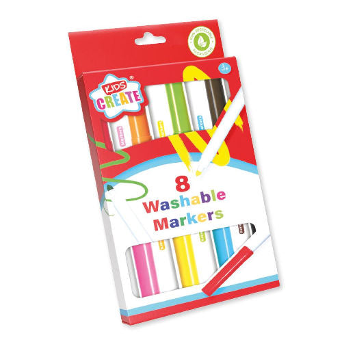 Washable Markers - 8 Pack Non-Toxic Ink Easy Clean-Up Colourful Drawing Colouring Tools Creative Art Supplies