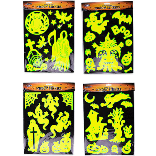 Halloween Glow In The Dark Halloween Window Stickers - Assorted