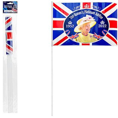 Queen Elizabeth Waving Flags - 4 Pack Royal Patriotic Union Jack Design Party