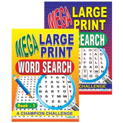 A4 Mega Large Print Word Search Book - Assorted