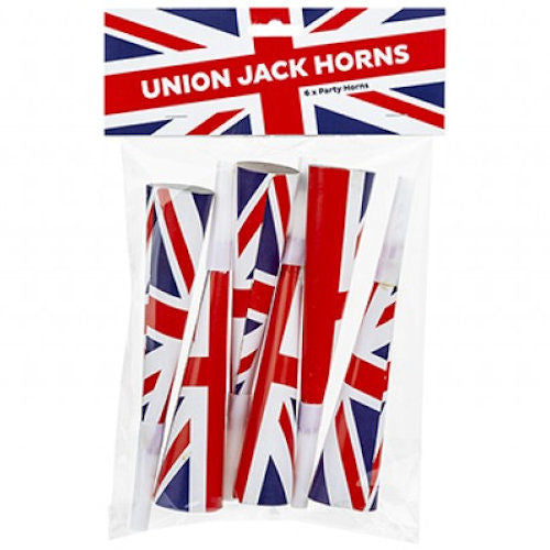 Union Jack Party Horns - 6 Pack Celebration British UK Flag Noisemakers Event
