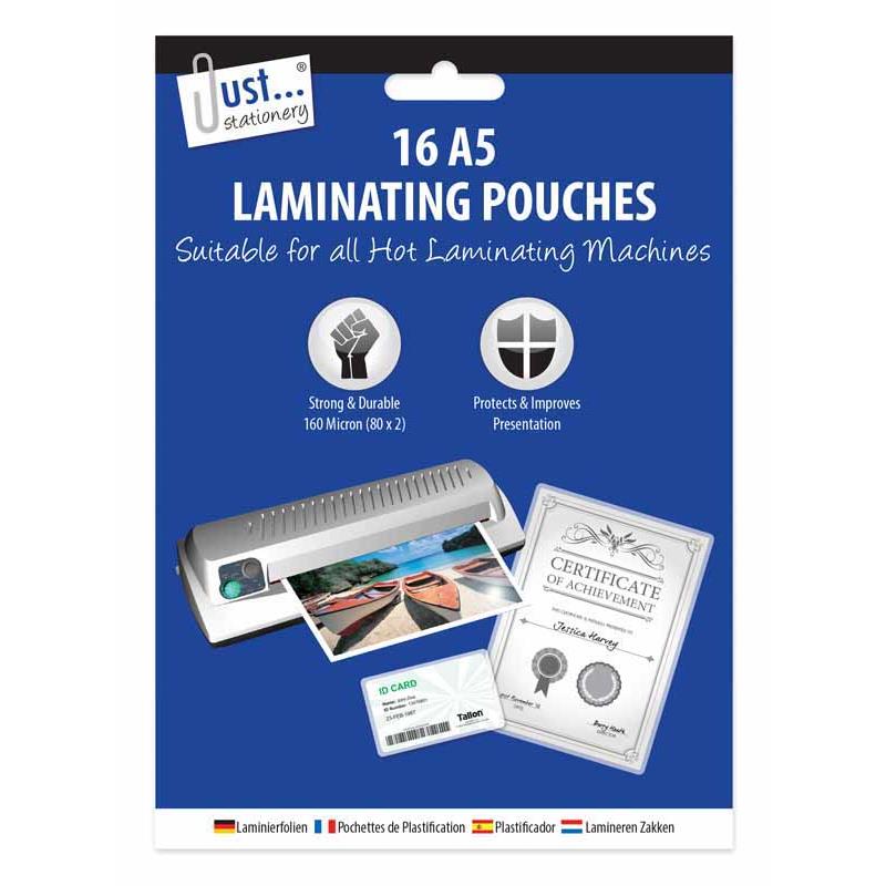 A5 laminating Pouches - 16 Pack