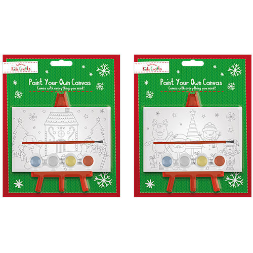 Christmas Paint Your Own Canvas With Stand - Assorted