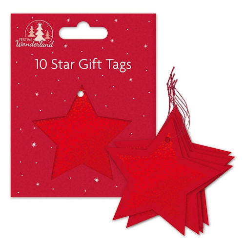 Christmas Gift Tags Red Star - 10 Pack