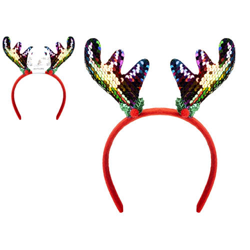 Rainbow Sequin Antlers Headband
