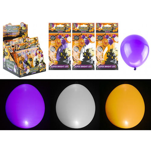 Coloured Light Up Balloons - Assorted Pack of LED Party Decor Halloween Decorations