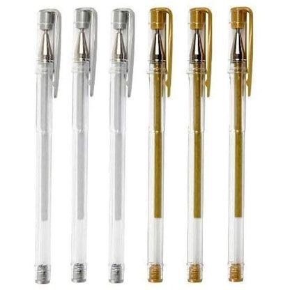 Silver & Gold Gel Pens - 6 Pack