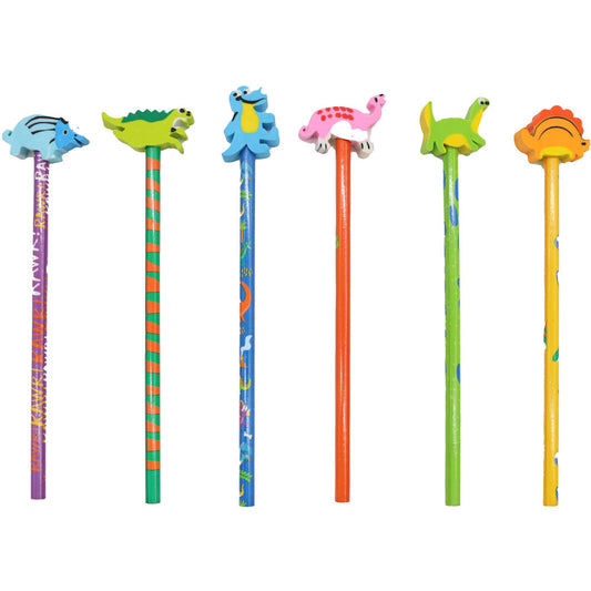 Dinosaurs Pencils & Erasers - 6 Pack