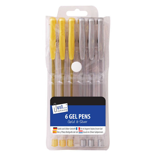 Silver & Gold Gel Pens - 6 Pack