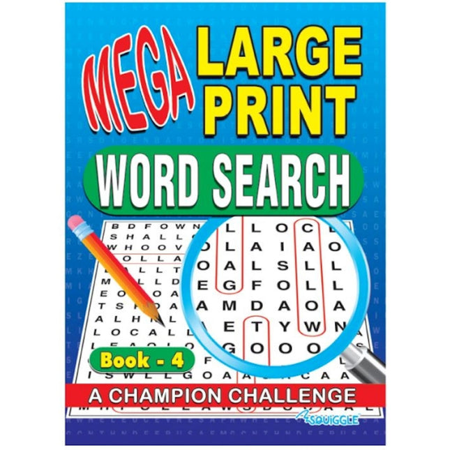 A4 Mega Large Print Word Search Book - Assorted